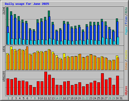 Daily usage for June 2025