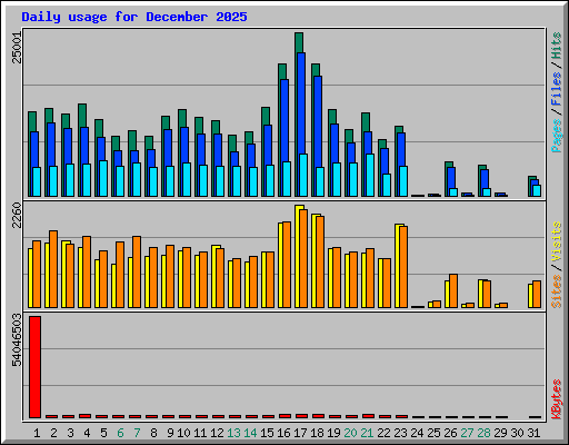 Daily usage for December 2025