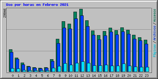Uso por horas en Febrero 2021